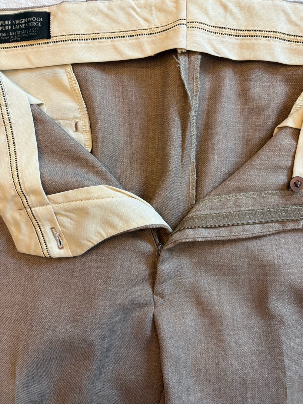 Vintage Wide Leg Brown Wool Trousers by Baycrest Made in Canada Size 18/XXL Fall - Picture 11 of 11